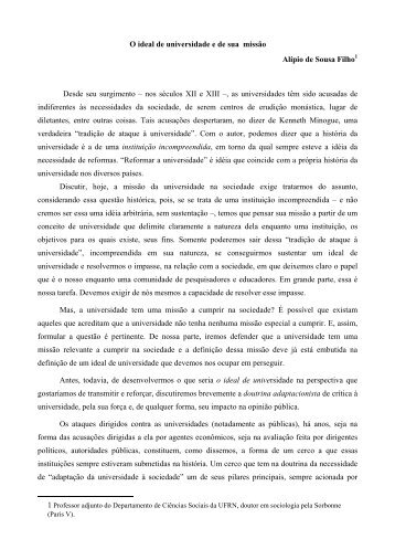 O ideal de universidade e de sua missão Alípio de Sousa ... - cchla