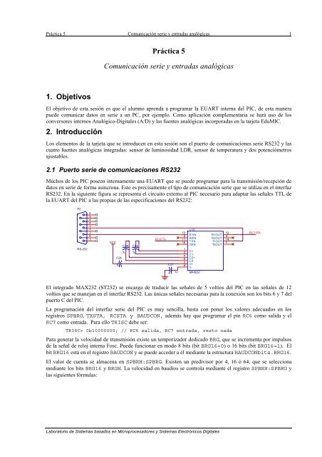 Práctica 5 Comunicación serie y entradas analógicas 1. Objetivos 2 ...