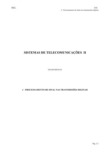 SISTEMAS DE TELECOMUNICAÇÕES II - deetc