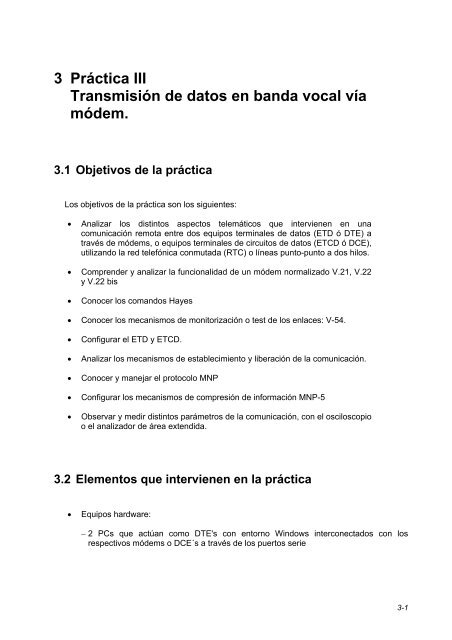 Práctica III Transmisión de datos en banda vocal vía módem