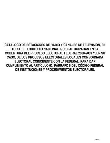 CatÁlogo De Estaciones De Radio Y Canales De - Instituto Federal ...