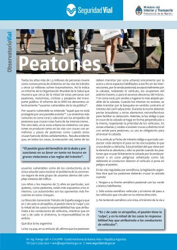 Peatones - Observatorio Vial - Agencia Nacional de Seguridad Vial