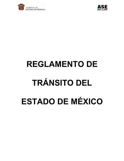 REGLAMENTO DE TRÁNSITO DEL ESTADO DE MÉXICO