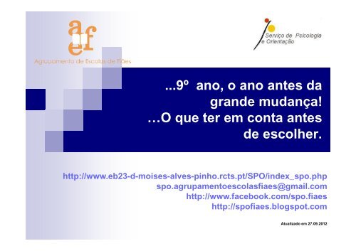 Antes de Escolher - Agrupamento de Escolas de Fiães