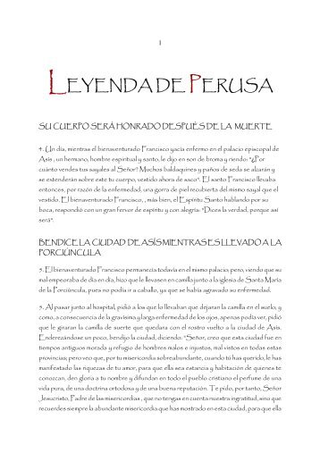 LEYENDA DE PERUSA - Tercera Orden Regular