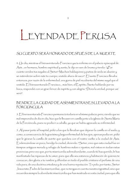 LEYENDA DE PERUSA - Tercera Orden Regular