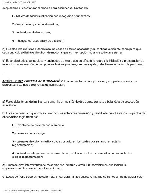 Ley Provincial de Tránsito No 8560 - Agencia Nacional de ...