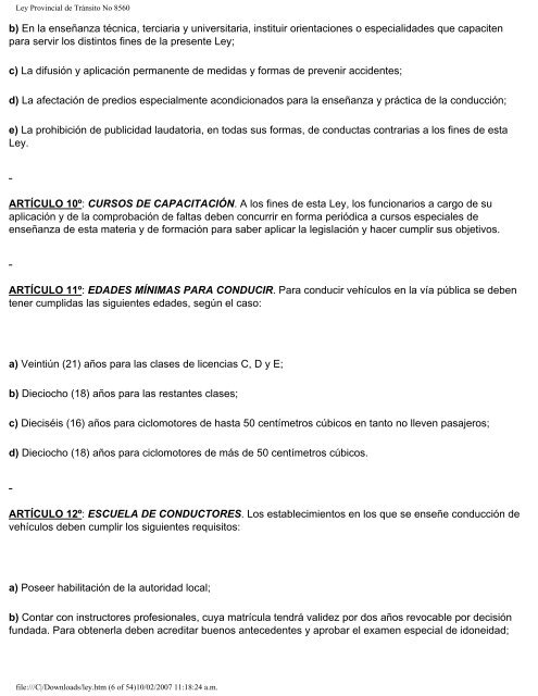 Ley Provincial de Tránsito No 8560 - Agencia Nacional de ...