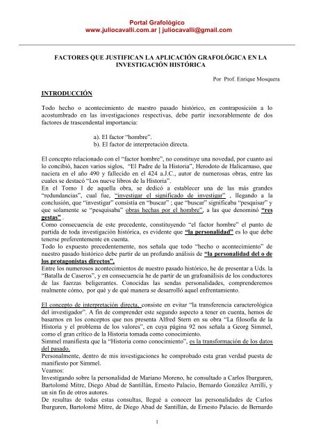 HECHOS O ACONTECIMIENTOS DE NUESTRO ... - Julio Cavalli