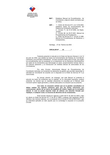 MAT. : Establece Manual de Procedimientos de Conciliación y deja ...