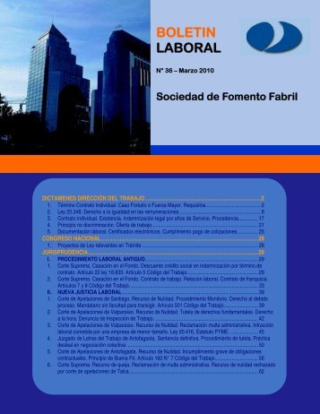 Boletín Laboral N° 36 – Año 2010 - Sofofa