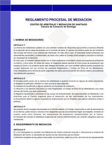 reglamento procesal de mediacion - Centro de Arbitraje y Mediación ...