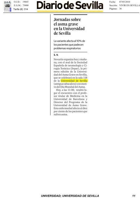 Dossier de prensa 7-mayo - Universidad de Sevilla