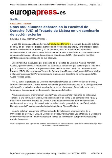 Dossier de prensa 7-mayo - Universidad de Sevilla