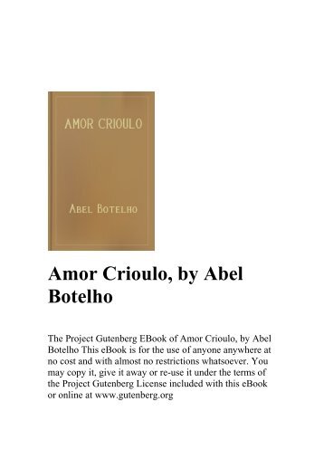 Amor Crioulo, by Abel Botelho