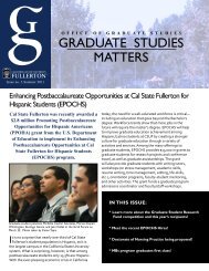 GRADUATE sTUDiEs mATTERs - California State University, Fullerton