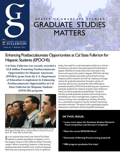 GRADUATE sTUDiEs mATTERs - California State University, Fullerton