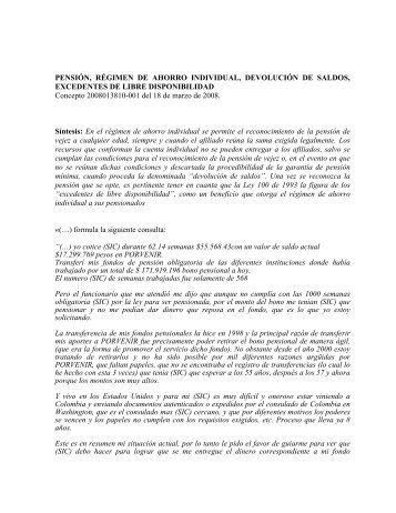 PENSIÓN, RÉGIMEN DE AHORRO INDIVIDUAL, DEVOLUCIÓN DE ...