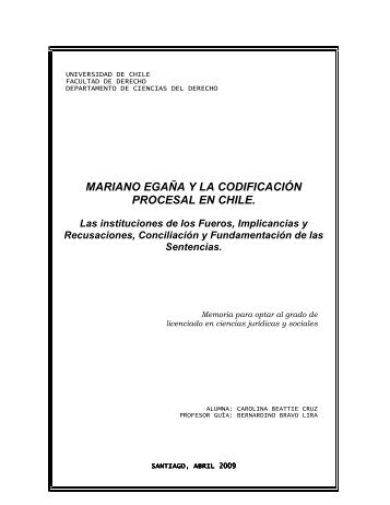 mariano egaña y la codificación procesal en chile. - Tesis ...