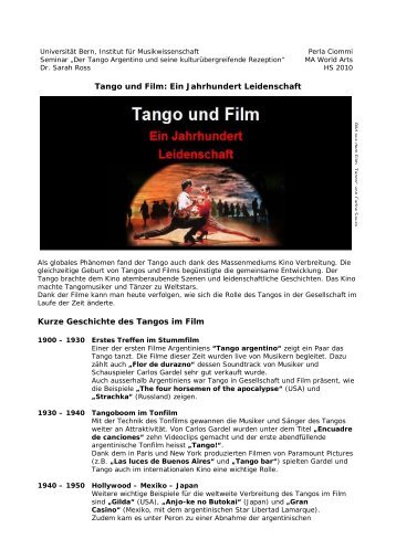 Tango und Film: Ein Jahrhundert Leidenschaft ... - Universität Bern