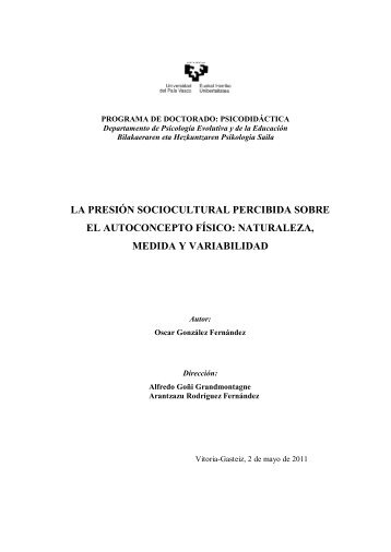 la presión sociocultural percibida sobre el autoconcepto físico