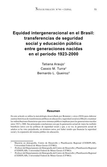 Equidad intergeneracional en el Brasil: transferencias de seguridad ...