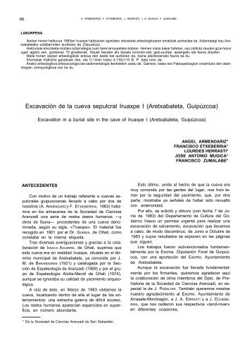 Excavación de la cueva sepulcral Iruaxpe I (Aretxabaleta ... - Aranzadi