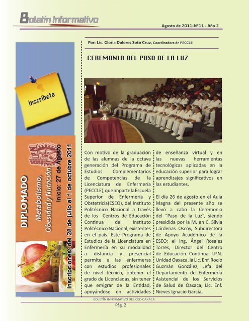 Boletín Agosto 2011 - Centro de Educación Continua Unidad ...