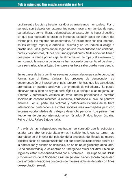 Trata de mujeres para fines sexuales comerciales en el Perú - OAS