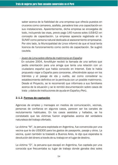 Trata de mujeres para fines sexuales comerciales en el Perú - OAS