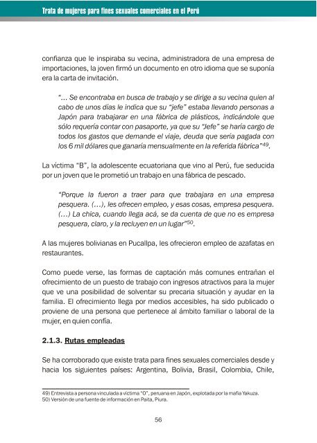 Trata de mujeres para fines sexuales comerciales en el Perú - OAS