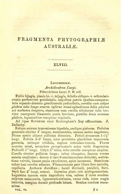 Fragmenta phytographiÃ¦ AustraliÃ¦ /contulit Ferdinandus Mueller.