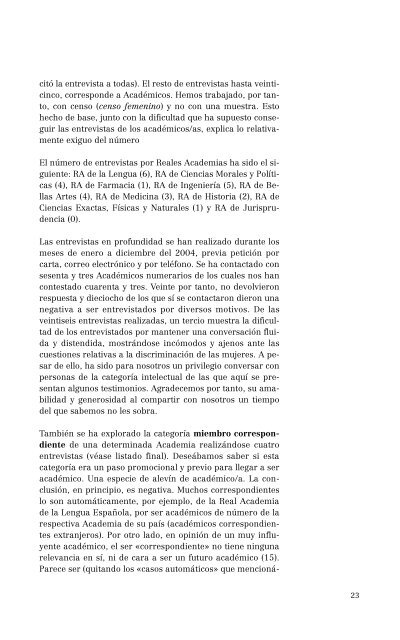 La excelencia científica. Hombres y mujeres en las Reales Academias