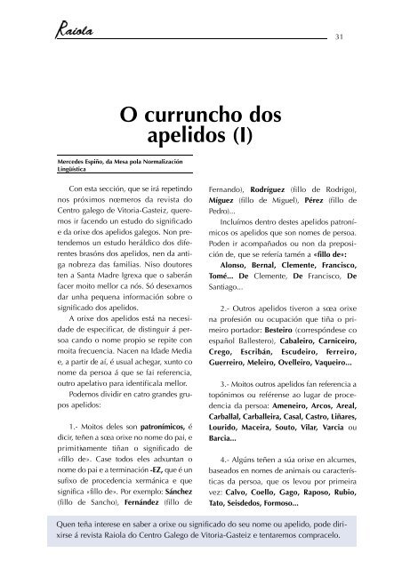 + Descargar revista nº 1 (PDF) - Centro Gallego de Vitoria