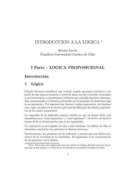 Introducción a la Lógica - Facultad de Matemáticas. Pontificia ...