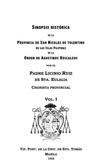Sinopsis histórica - Provinciasannicolas.org