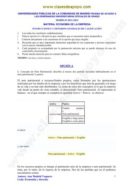 Autora: Ana Madrid Vaquero Lcda: Economia y derecho 1 OPCIÓN ...