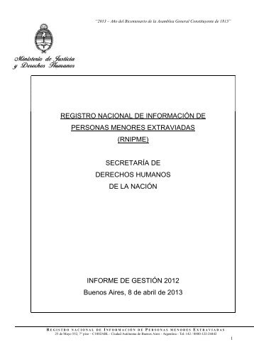 Informe de gestión 2012 - Ministerio de Justicia y Derechos Humanos