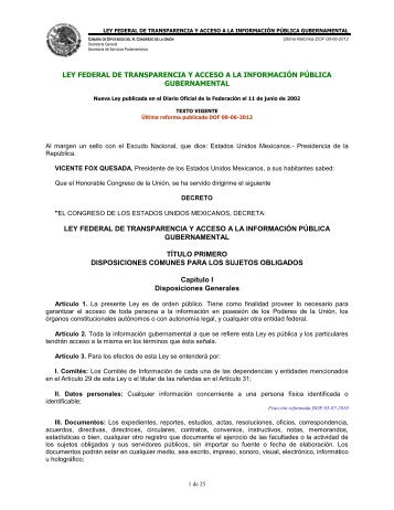 Ley Federal de Transparencia y Acceso a la Información Pública ...