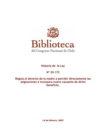 Ley Nº 20.172 - Biblioteca del Congreso Nacional de Chile