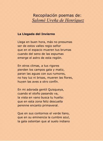Recopilación Poemas de: Salomé Ureña de Henríquez - Educando
