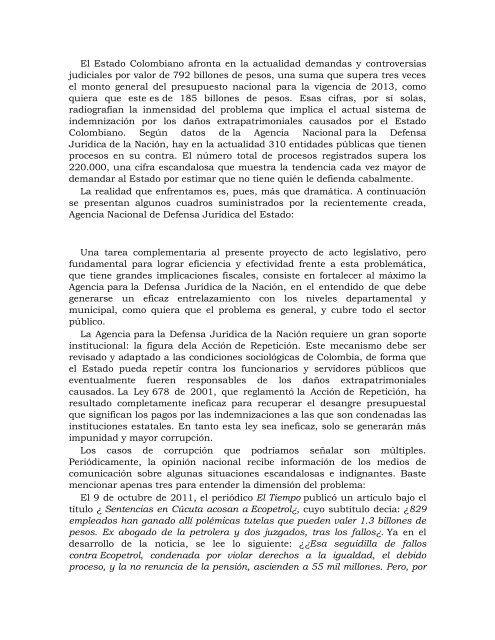 por el cual se modifica el artículo 90 de la Constitución Política.