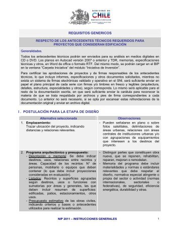 Requisitos Genéricos de Antecedentes Técnicos - Sistema Nacional ...