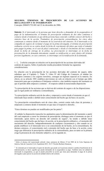 SEGUROS, TÉRMINOS DE PRESCRIPCIÓN DE LAS ACCIONES ...