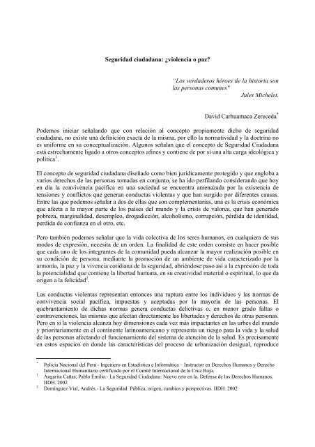 Seguridad ciudadana: ¿violencia o paz? “Los verdaderos héroes de ...