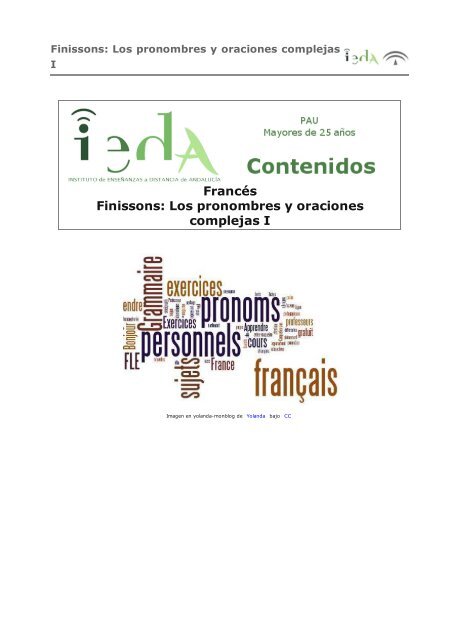 Francés Finissons: Los pronombres y oraciones complejas I - Agrega