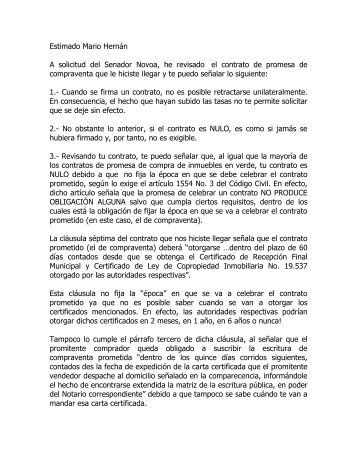 analisis del contrato de promesa nulo - Senado