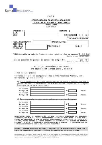 convocatoria concurso oposicion 17 plazas ayudantes tributarios ...