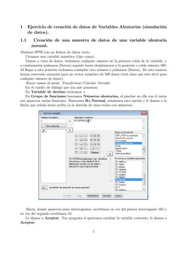 1 Ejercicio de creación de datos de Variables Aleatorias (simulación ...