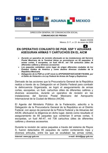 en operativo conjunto de pgr, ssp y aduanas aseguran armas y ...